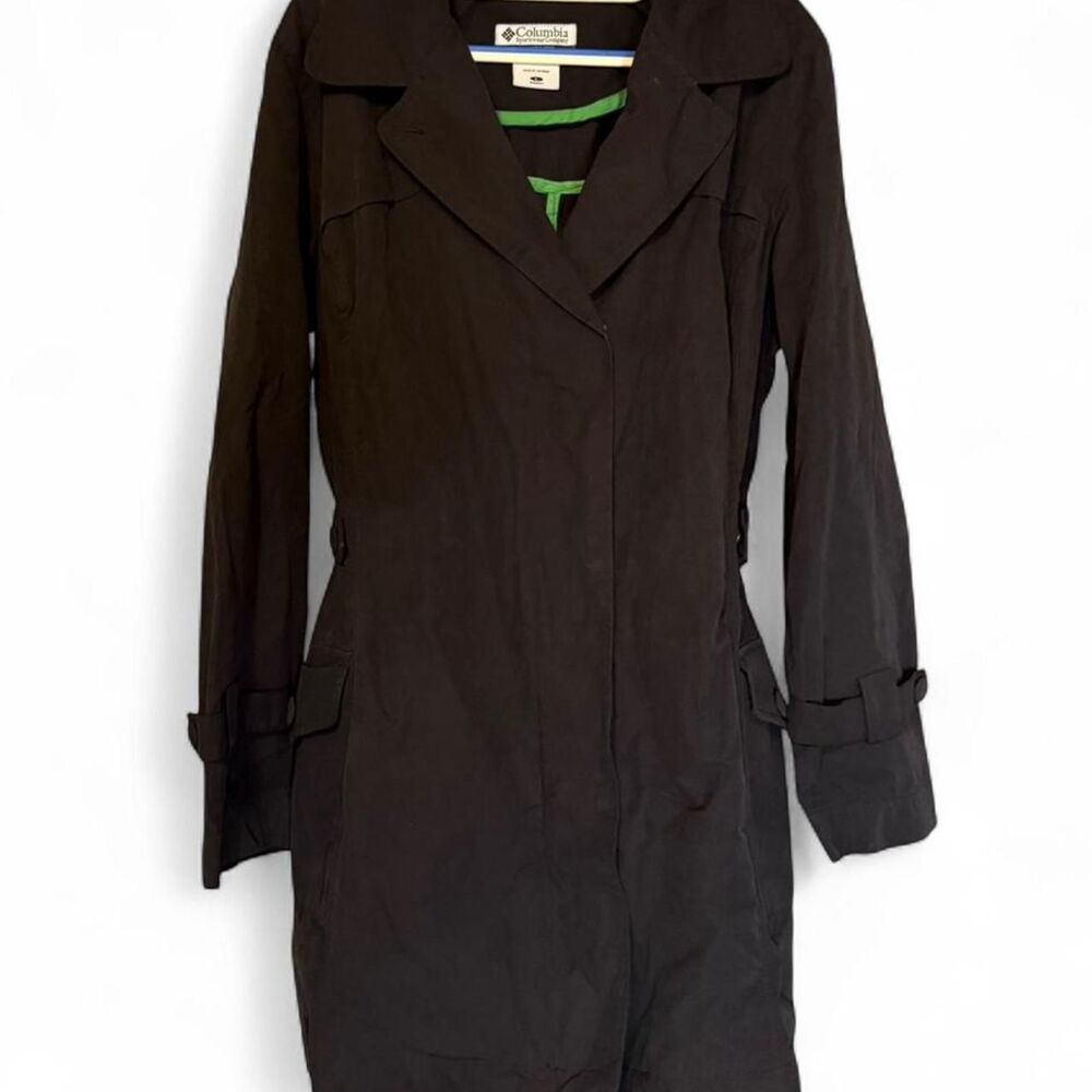Columbia Sportswear Women's Black and Green Trenchcoat Hidden Pockets Adjustable